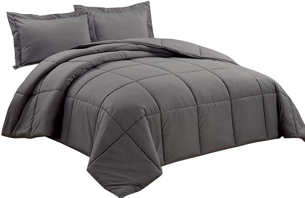 Chezmoi Collection 2-Piece Down Alternative Comforter Set (Twin, Gray)
