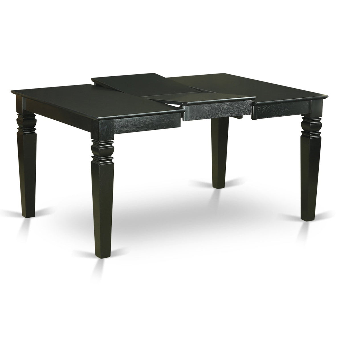 East West Furniture Weab7-Blk-73 7 Piece Dining Set Consist Of A Rectangle Dining Room Table With Butterfly Leaf And 6 Eggnog Faux Leather Upholstered Chairs, 42X60 Inch, Black