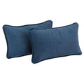 Blazing Needles Corded Solid Microsuede Rectangular Throw Pillows with Inserts (Set of 2), 20" by 12", Indigo