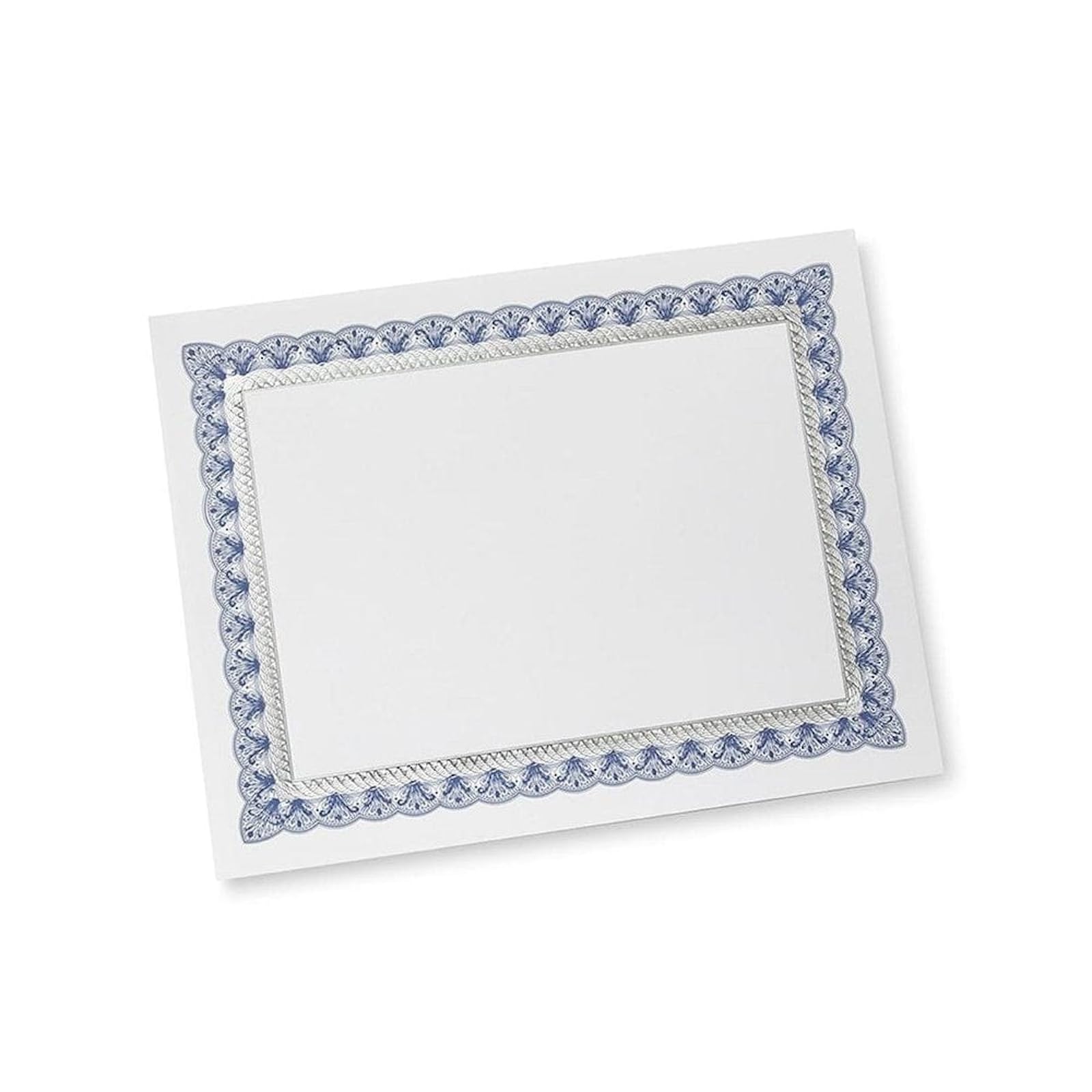 Gartner Studios Certificate Paper, White With Blue And Silver Ornate Foil Border, 80Lb 8.5    X 11   , 15 Count
