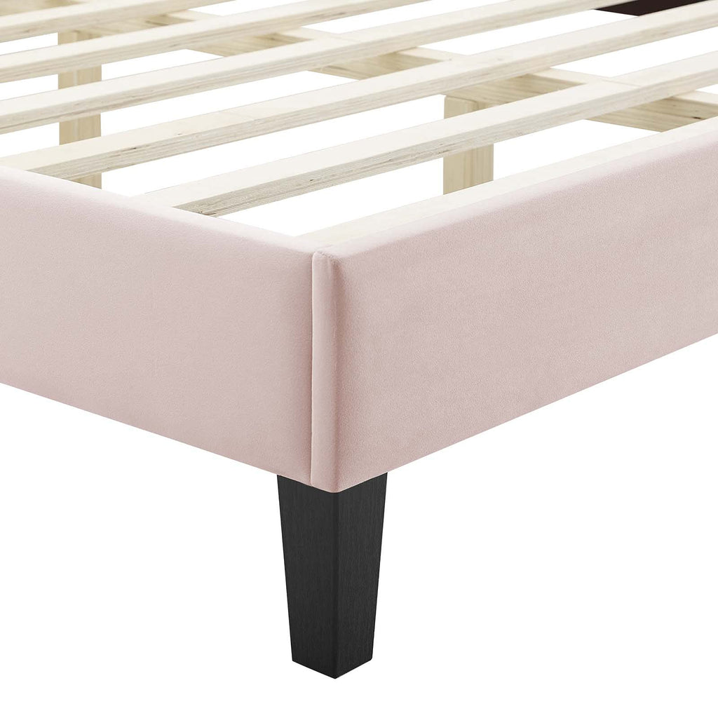 Modway MOD-6914-PNK Sienna Performance Velvet Full Platform Bed, Pink