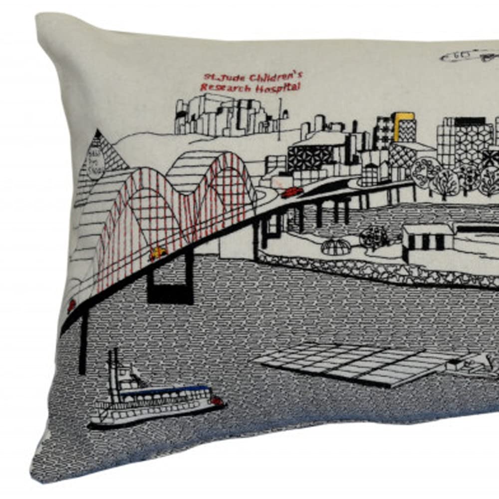 HomeRoots Cream 35' White Memphis Daylight Skyline Lumbar Decorative Pillow