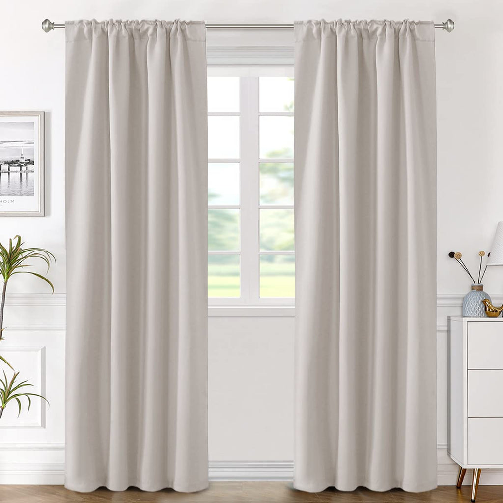 H.Versailtex Blackout Curtains Thermal Insulated Window Treatment Panels Room Darkening Blackout Drapes For Living Room Back Tab/Rod Pocket Bedroom Draperies (2 Panels, Stone, 42 X 84 Inch)