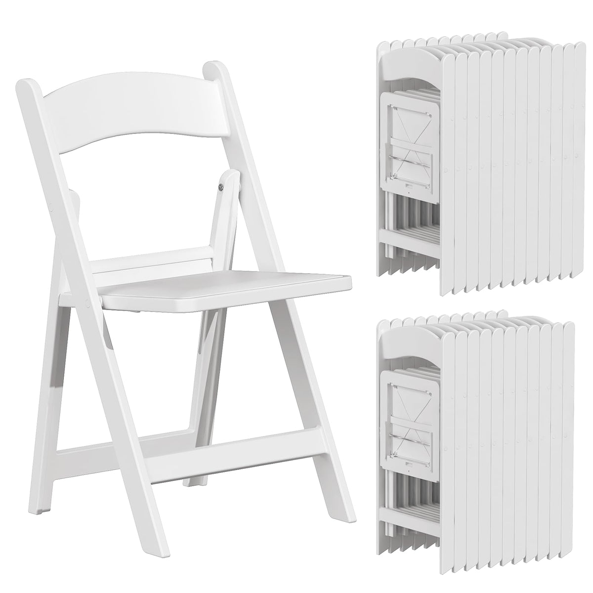 Iwdoo 24 Resin Folding Chairs, White Resin Chairs With Padded Seat, Lightweight Foldable Chairs, Comfortable Folding Chairs For