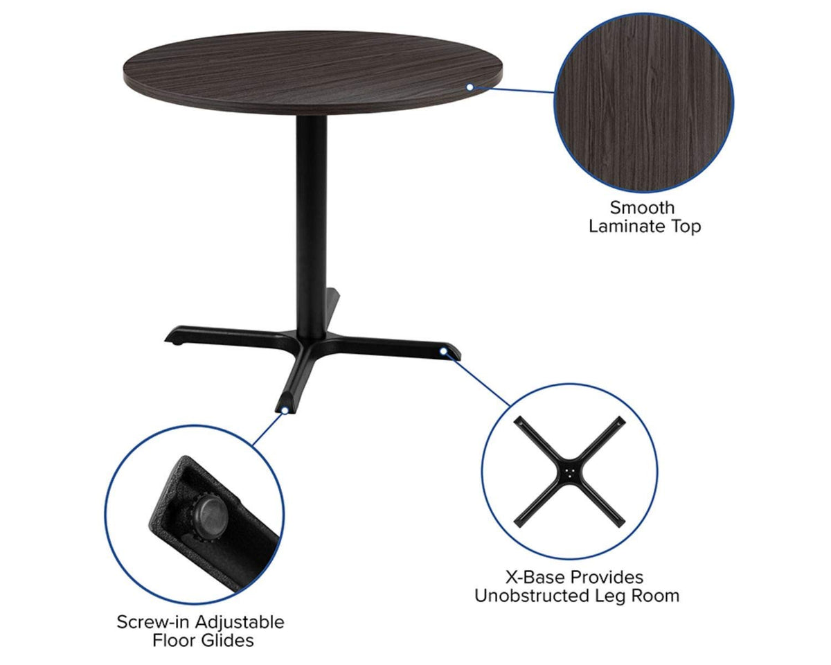 Flash Furniture Chapman 36" Round Multipurpose Conference Table, Business Meeting Table for Office and Conference Rooms, Rustic Gray