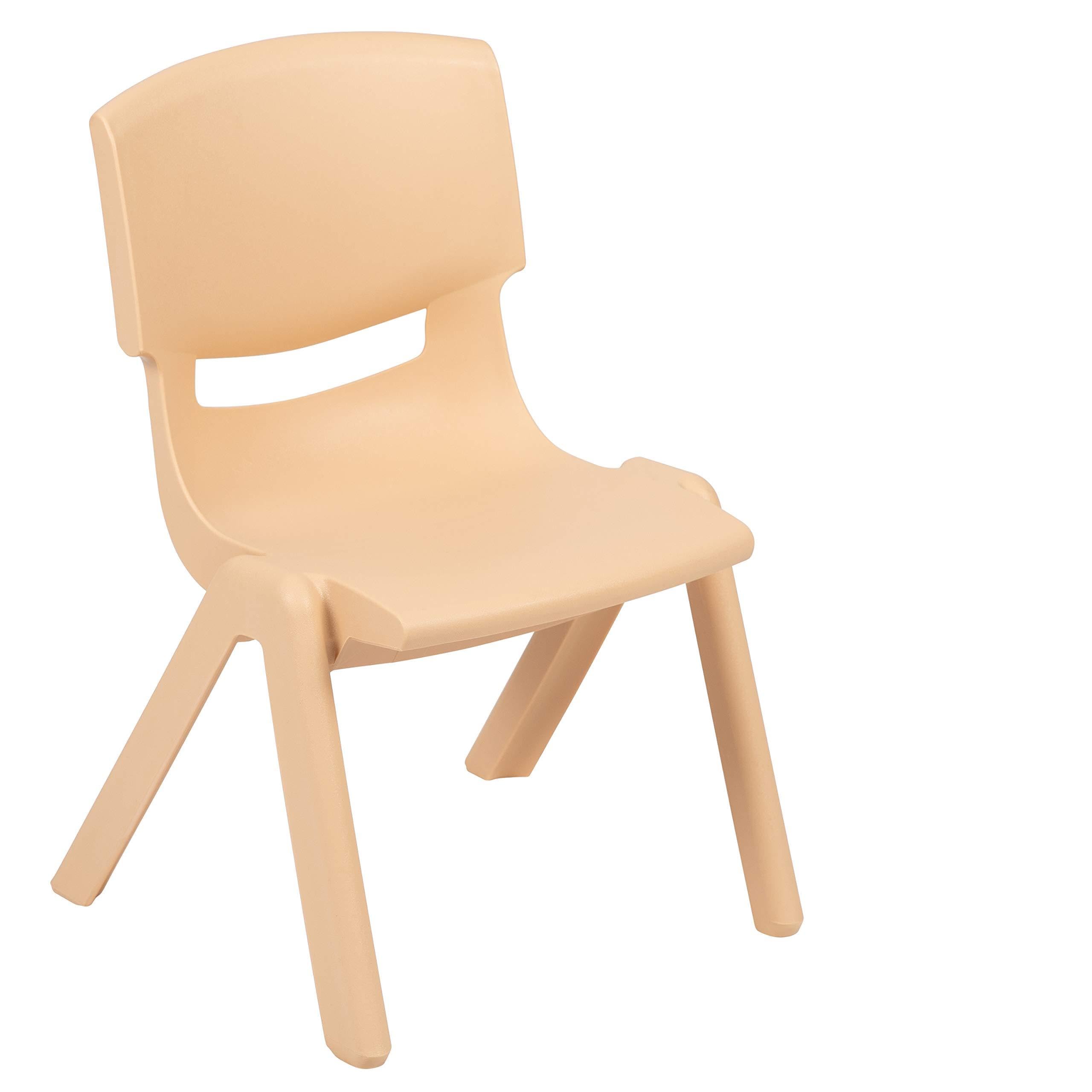 EMMA + OLIVER 2 Pack Natural Plastic Stackable School Chair with 10.5 H Seat, Preschool Chair