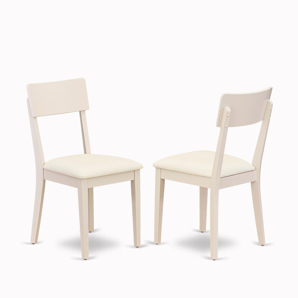 East West Furniture AVAD7-LWH-LC 7 Piece Dining Table Set Consist of an Oval Dining Room Table with Butterfly Leaf and 6 Faux Leather Upholstered Chairs, 42x60 Inch, Linen White