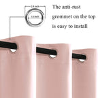 Jiuzhen Blackout Curtains With Tiebacks - Thermal Insulated, Light Blocking And Noise Reducing Grommet Curtain Drapes For Bedroom And Living Room, Set Of 2 Panels, Blush Pink, 52 X 84 Inch Length