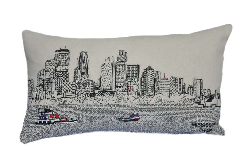 HomeRoots Cream 24' White Minneapolis Daylight Skyline Lumbar Decorative Pillow