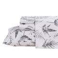 Jsd Grey White Boho Herbs Ferns Sheet Set King Size, 4 Piece Botanical Printed Microfiber Bed Sheets Deep Pocket
