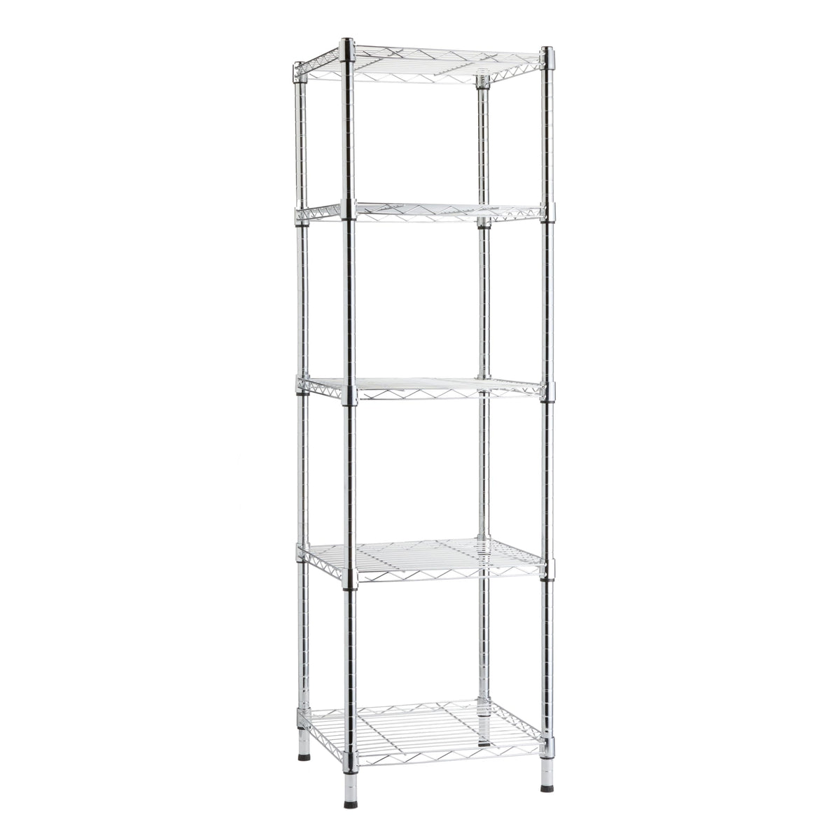 Amazon Basics 5-Shelf Tower Adjustable Storage Shelving Unit, Chrome, 16 D x 16 W x 54 H