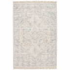 HomeRoots 509449 10 x 13 ft. Beige & Gray Oriental Hand Loomed Stain Resistant Rectangle Area Rug with Fringe
