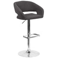 Flash Furniture Erik Comfortable & Stylish Contemporary Barstool with Rounded Mid-Back and Foot Rest, Adjustable Height - Charcoal Fabric with Chrome Base