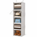 Vailando 5Shelf Hanging Closet Organizer with Clear Dust Covers, Gray