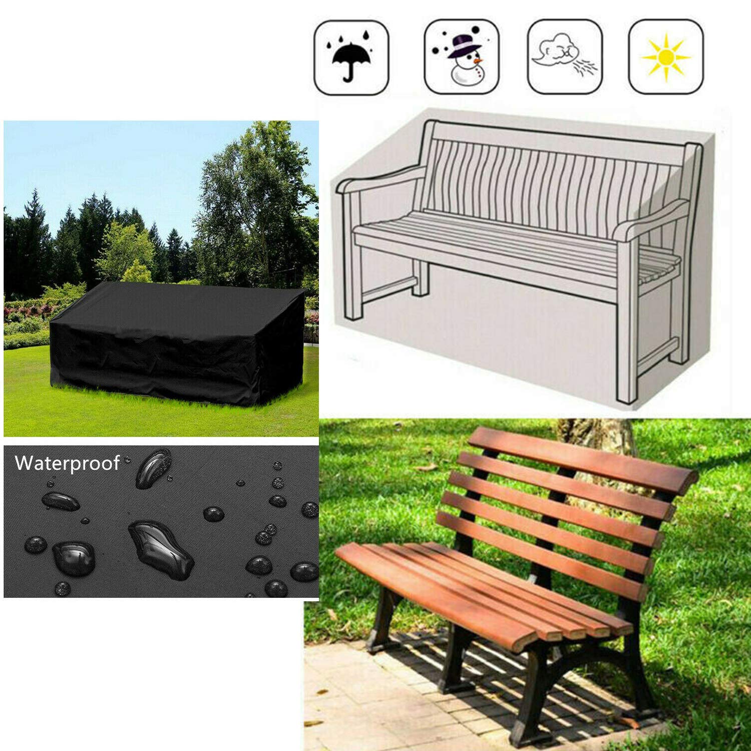 Conpus Waterproof Outdoor Bench Cover,Patio Seat Cover, Lounge Deep Chair Cover, Patio Loveseat Cover, Durable And Furniture Cha
