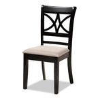 Baxton Studio Clarke Modern Fabric Dining Chair, Sand and Espresso Brown, 4/Set (166-10760-HiT)