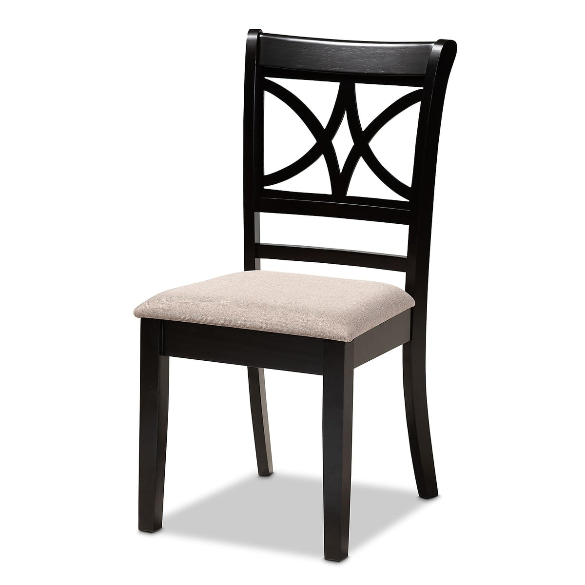 Baxton Studio Clarke Modern Fabric Dining Chair, Sand and Espresso Brown, 4/Set (166-10760-HiT)