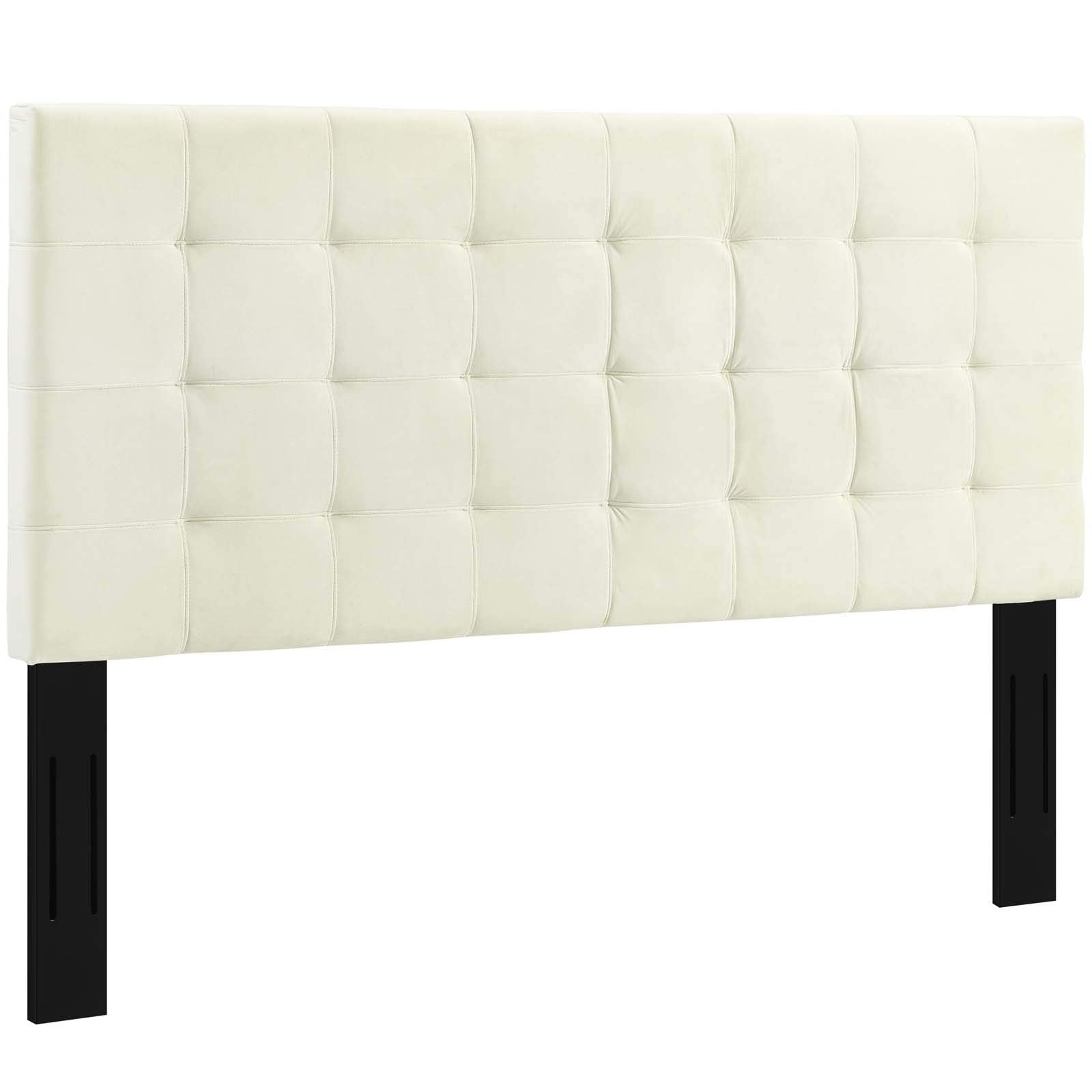 Modway Paisley Upholstered Biscuit Tufted Performance Velvet Full / Queen Headboard Size In Ivory