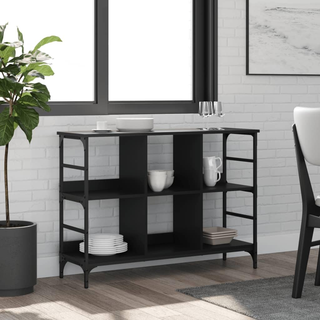 vidaXL Black Sideboard - Timeless Classic Engineered Wood Storage Cabinet with Adjustable Feet - Ideal for Living Room, Bedroom, or Office