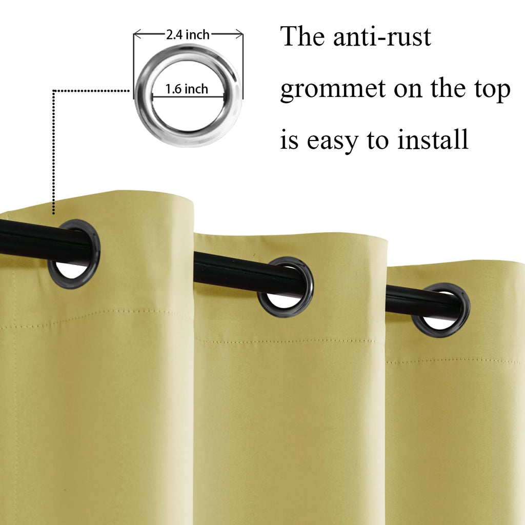 Jiuzhen Light Yellow Blackout Curtains For Bedroom - Light Blocking And Noise Reducing Grommet Curtains For Living Room Darkening Curtains, Set Of 2 Window Curtain Panels, 42 X 63 Inch Length