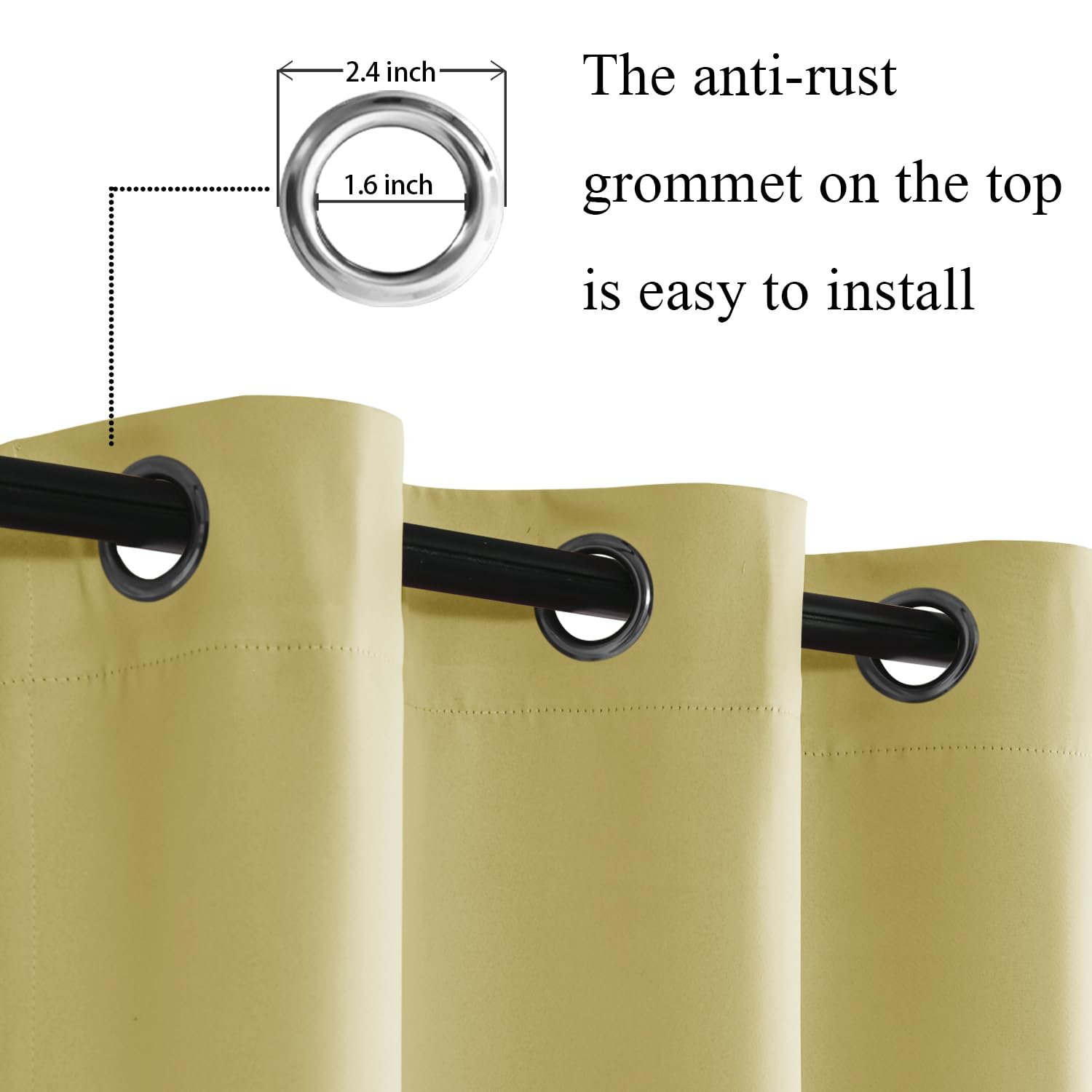 Jiuzhen Light Yellow Blackout Curtains For Bedroom - Light Blocking And Noise Reducing Grommet Curtains For Living Room Darkening Curtains, Set Of 2 Window Curtain Panels, 42 X 63 Inch Length
