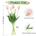 Beferr 10Pcs Tulips Artificial Flowers Faux Tulip Real Touch Tulip Fake Flowers Bouquets Arrangements For Easter Spring Flowers