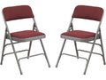 2 Pack Triple Braced & Double Hinged Burgundy Fabric Metal Folding Chair
