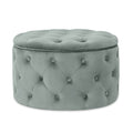 Adeco Modern 24.8 Inch Round Storage Ottoman, Button Tufted Upholstered Ottoman with Removable Top, Storage Bench Footrest Stool