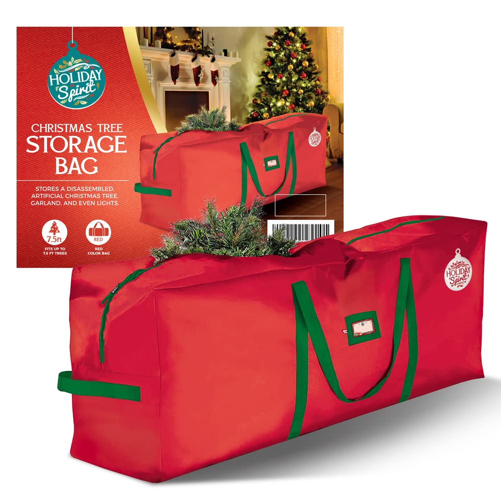 HOLIDAY SPIRIT Christmas Tree Storage Bag - Heavy-Duty Tree Bag with Durable Reinforced Handles & Zipper, Waterproof Storage Bag