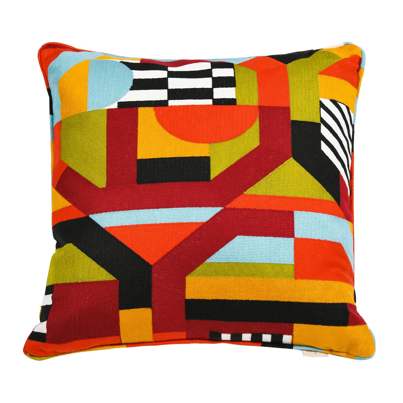 La Broderie 20' Square Embroidered Throw Pillow & Feather Down Insert, Colorpop Multicolored Embroidery