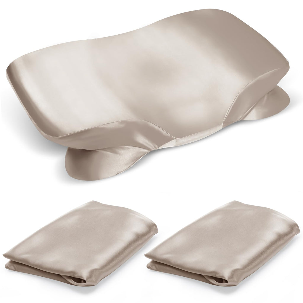 2 Pack Satin Pillowcase for Zelimun Cervical Pillow Only, Contour Pillow Case, Smooth & Soft Pillowcase for Sleeping Pillow, Cha