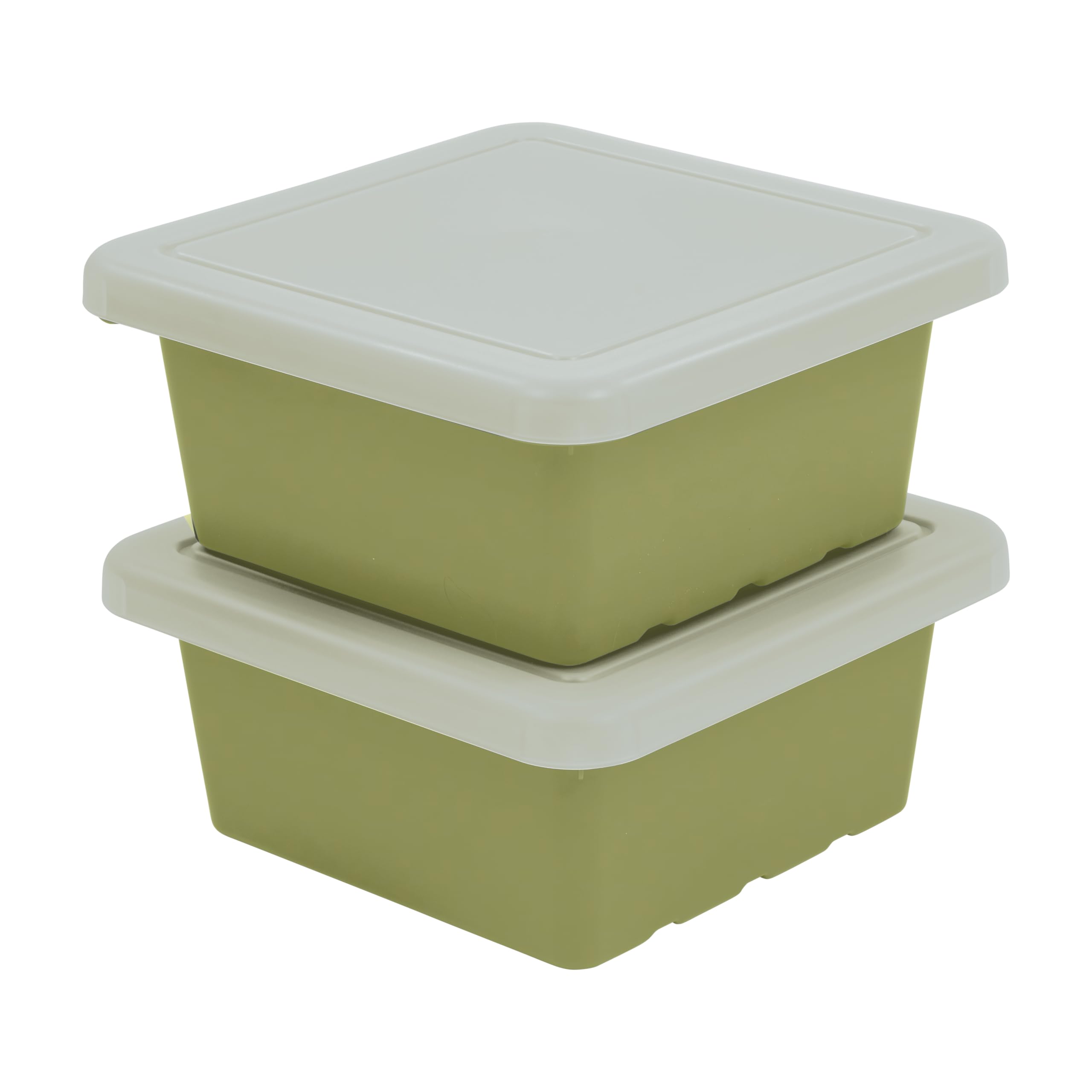 ECR4Kids Square Bin with Lid, Storage Containers, Fern Green, 2-Pack