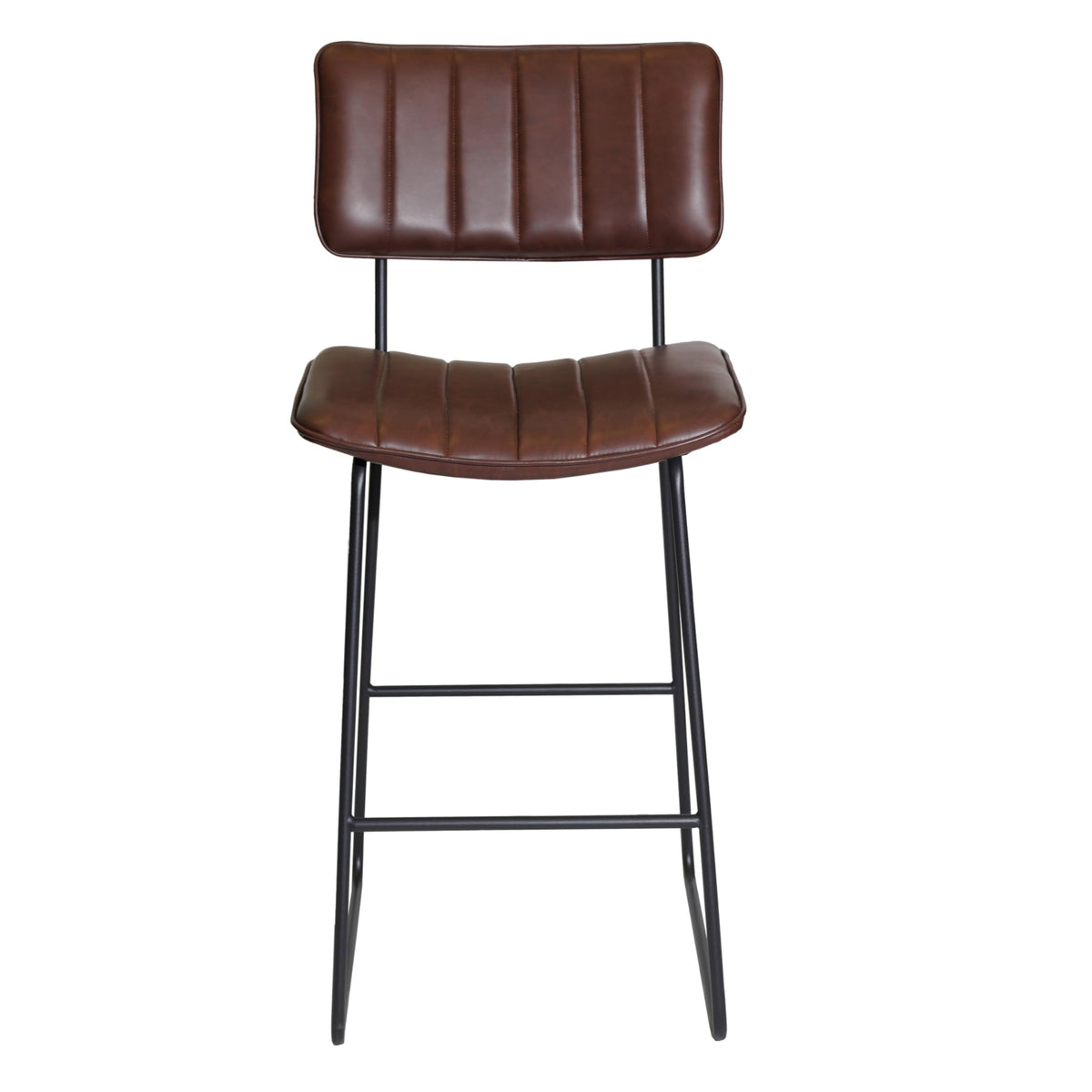 Steve Silver Furniture Tribeca Bar Stool, 30-Inch Seat Height, Mid-Century Modern Style, Channel Back Seat, Cordovan Leatherette, Barstool, Kitchen Counter Chair, 22" D x 21" W x 44" H, Ebony, Brown