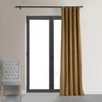 Hpd Half Price Drapes Signature Velvet Thermal Blackout Curtains For Living Room 108 Inch Long (1 Panel) Rod Pocket Insulated Blackout Curtains For Bedroom Window Curtains, 50W X 108L, Amber Gold
