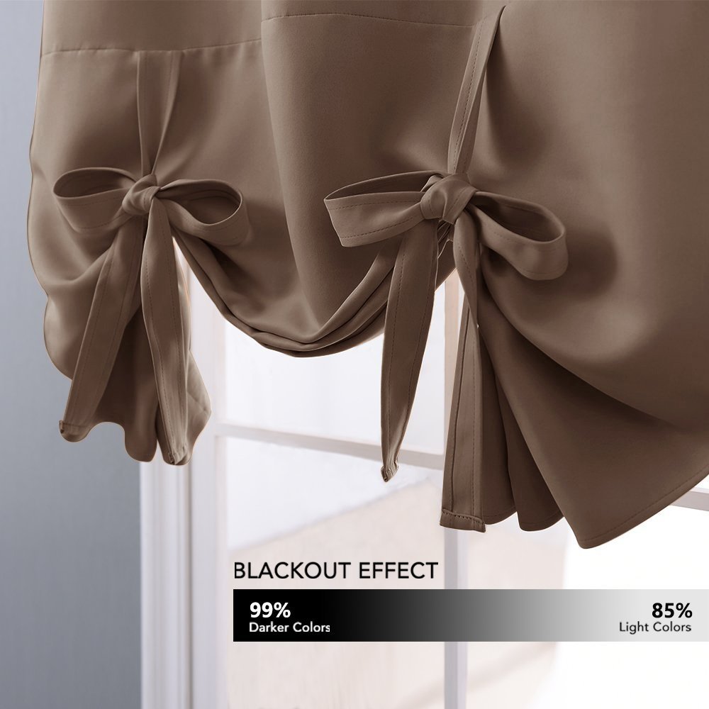 Nicetown Balloon Shade Blackout Curtain - Thermal Insulated Tie Up Window Blind For Small Window/Bedroom (Cappuccino, Rod Pocket