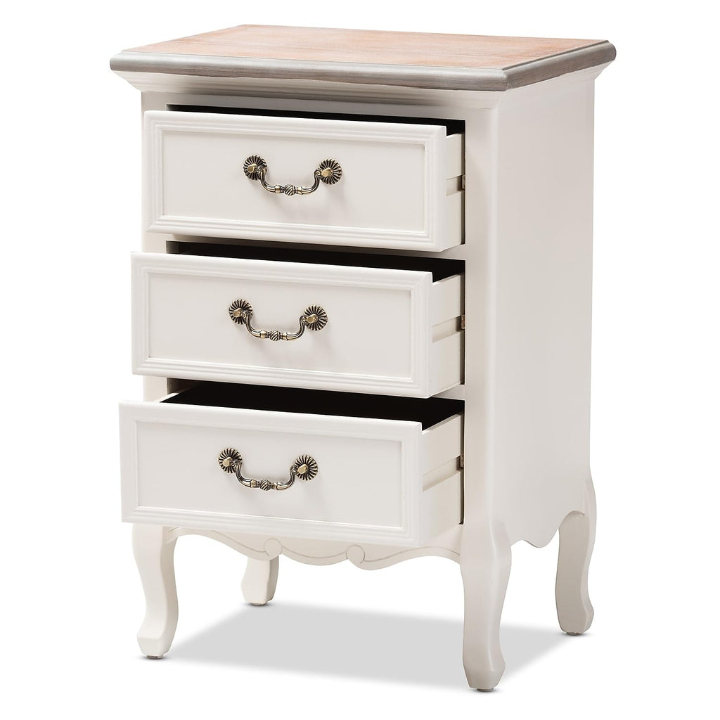 Baxton Studio Capucine 18.9-inch W x 13.6-inch D End Table, White and Oak (151-9205-HiT)