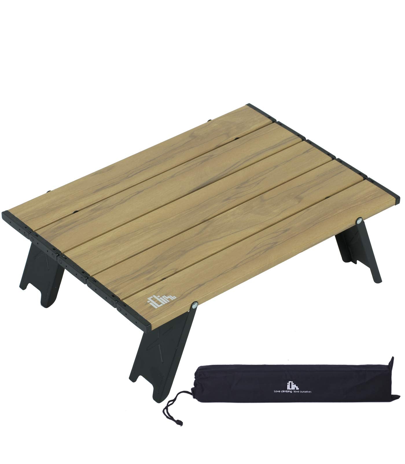 Iclimb Ultralight Compact Mini Beach Picnic Folding Alu. Table With Carry Bag, Two Size (Nature - S)