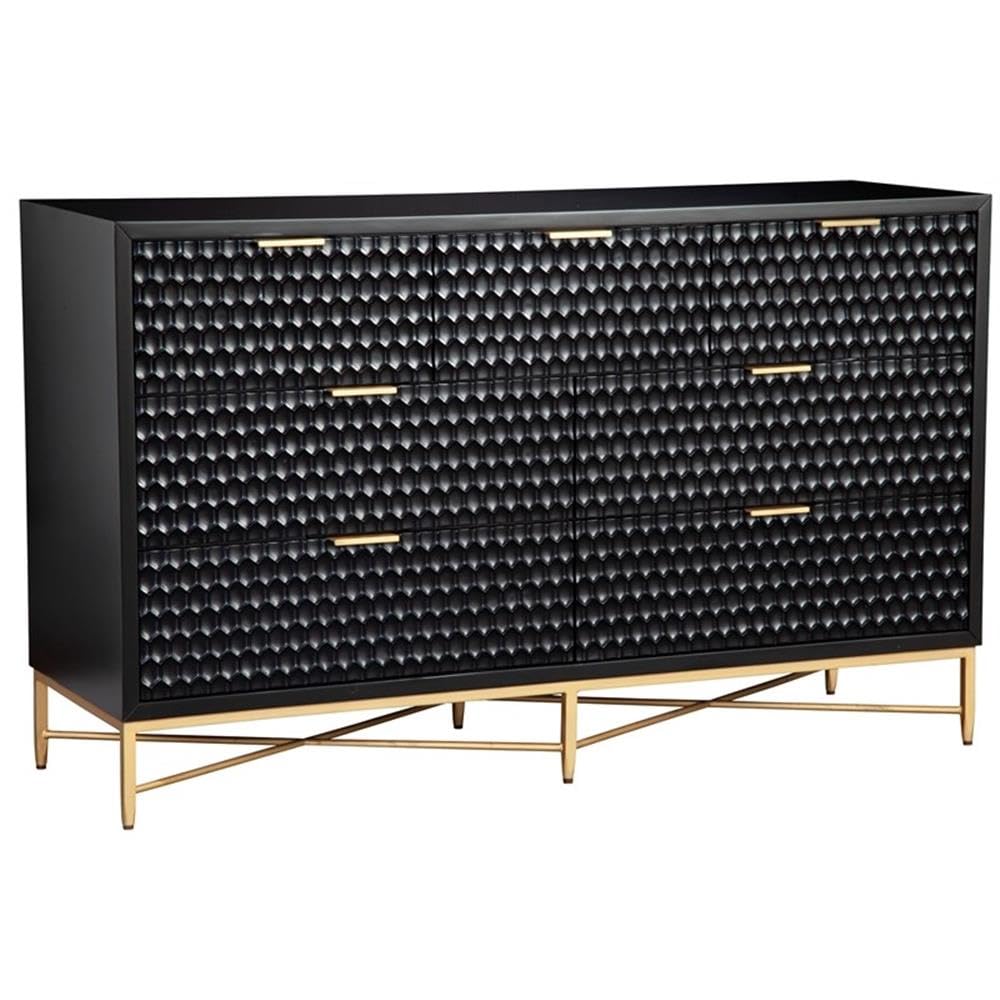 Origins By Alpine Black Pearl Seven Drawer Wood Dresser In Black