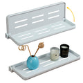 SKIKEN White Folding Wall Shelf | Wall Mounted Bathroom Floating Metal Shelf | 90 Fold Up | Space-Saving Floating Shelf for Laun