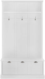 Crosley Furniture Ellison Hall Tree With Storage Bench And Coat Rack Hooks For Hanging, White