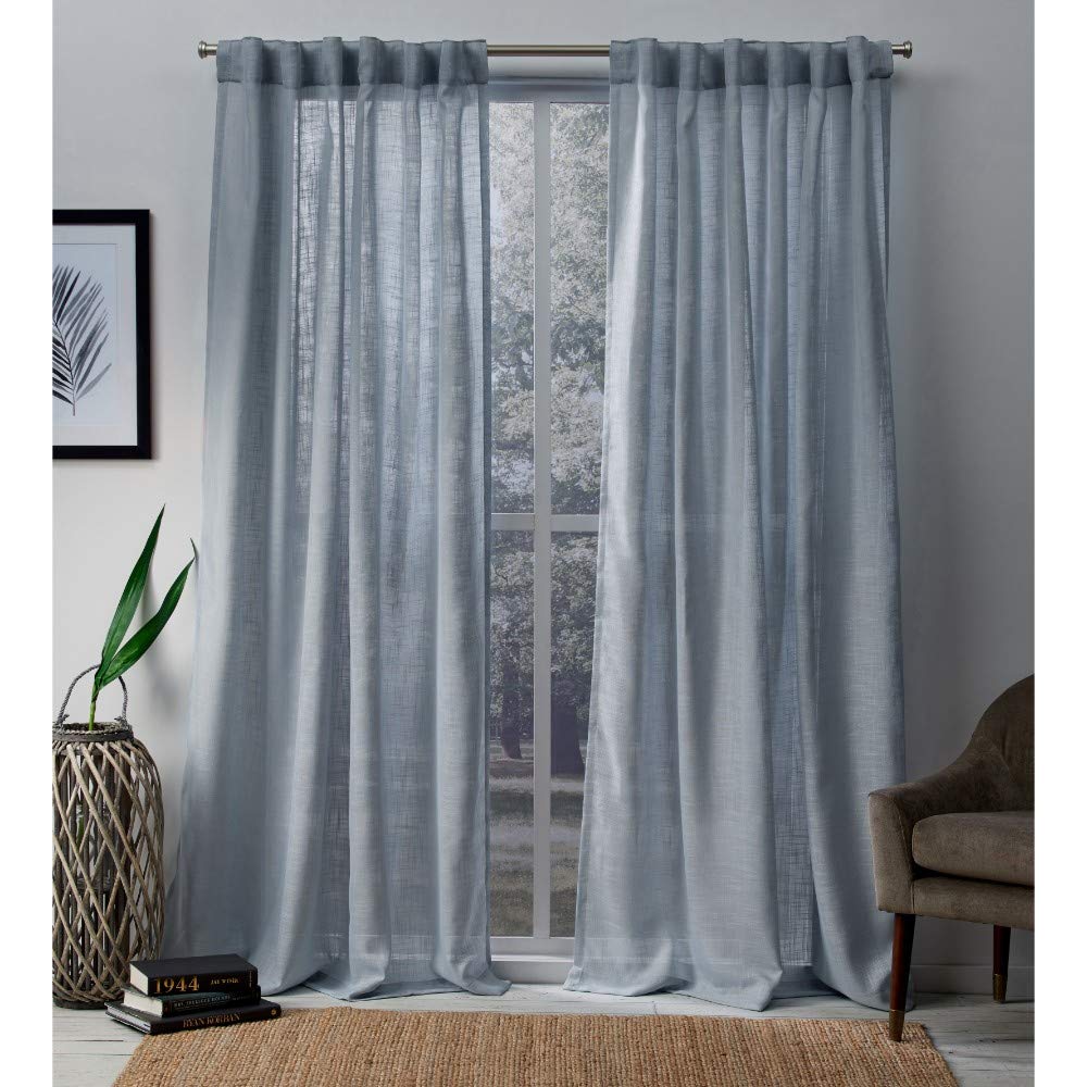 Exclusive Home Curtains Bella Window Curtain Panel Pair with Hidden Tab Top, 54x84, Melrose Blue, 2 Count