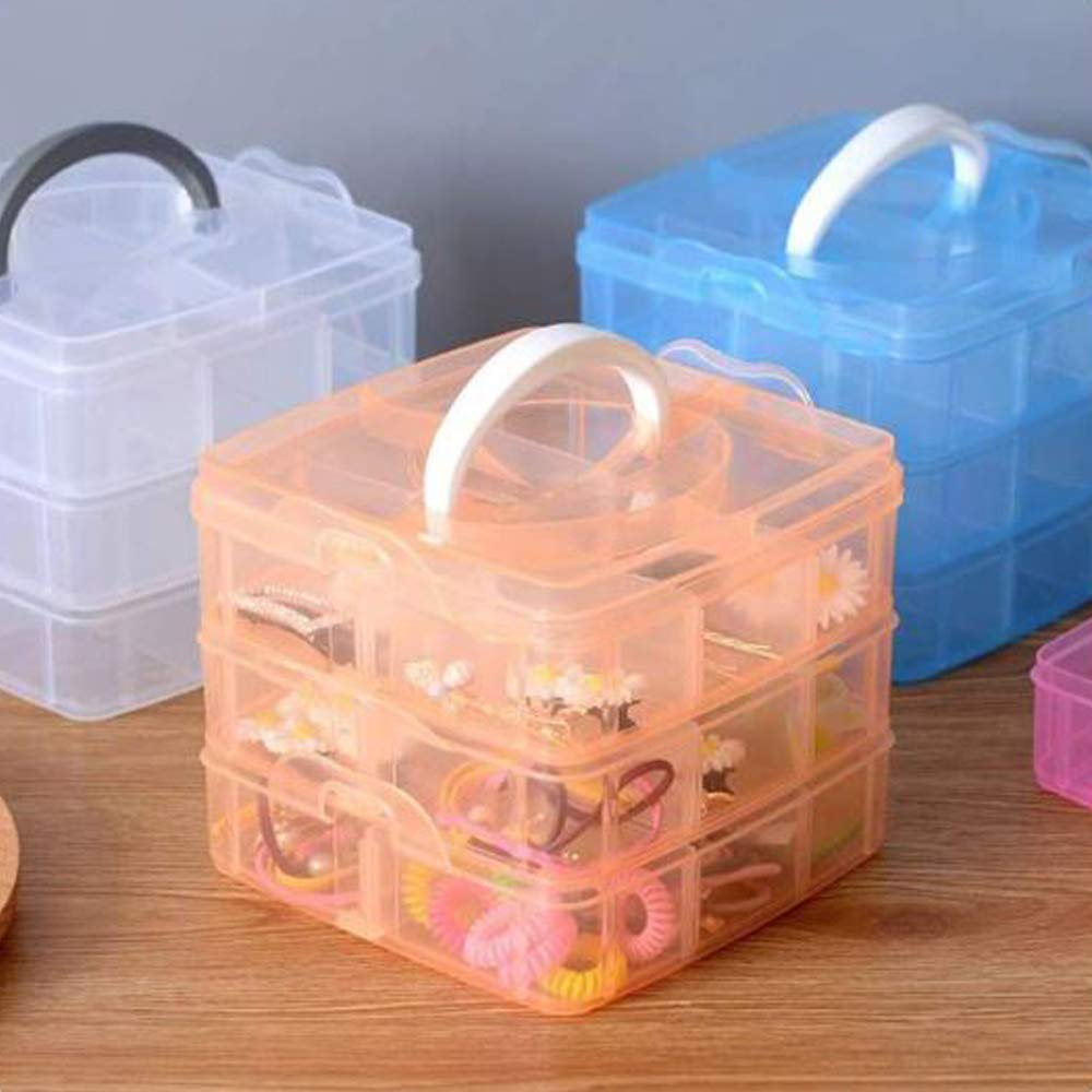 ADDCART Plastic 3 Layer 18 Grid Jewelry/Makeup/Cosmetic Storage Box for Home