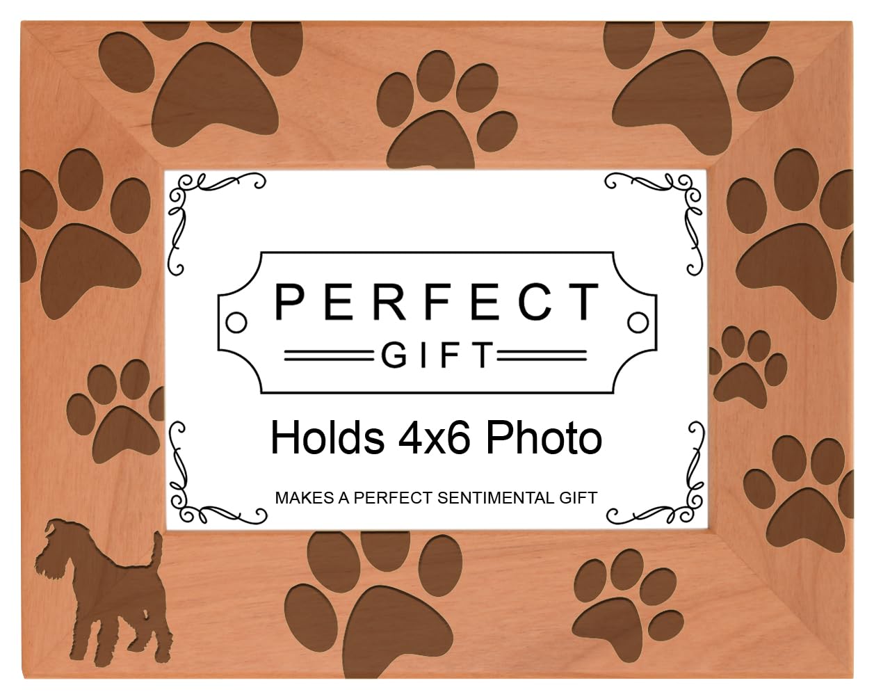 Gifts For All By Rachel Olevia Dog Lover Gift Miniature Schnauzer Paw Print Natural Wood Engraved 4x6 Landscape Picture Frame Wo