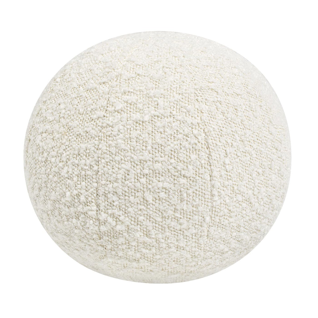 Luna 12' Round Sphere Accent Ball Throw Pillow, Ivory White Boucle