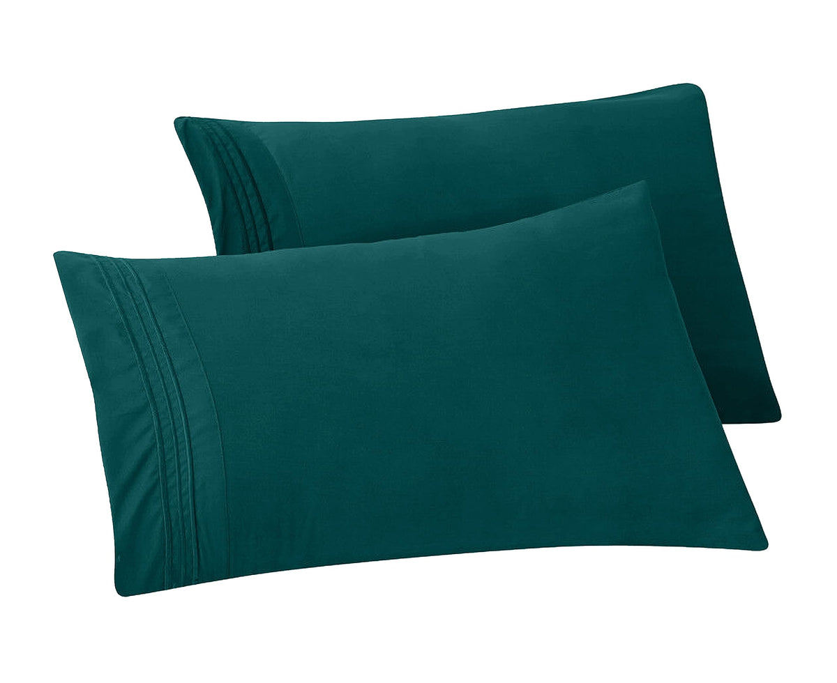 Elegant Comfort Solid Pillowcases 1500 Premium Hotel Quality Microfiber - Smooth Weave, Wrinkle And Fade Resistant, Easy Slip-On, 2-Piece Set, Standard/Queen Pillowcase, Marine Teal