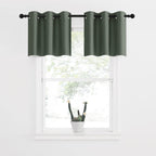 Nicetown Blackout Valance Curtains Room Darkening, Short Kitchen Curtain Valances, Grommet Top Window Curtains Topper Tiers For Bedroom/Living Room/Basement(2 Panels, 42X18 Inches, Dark Mallard)