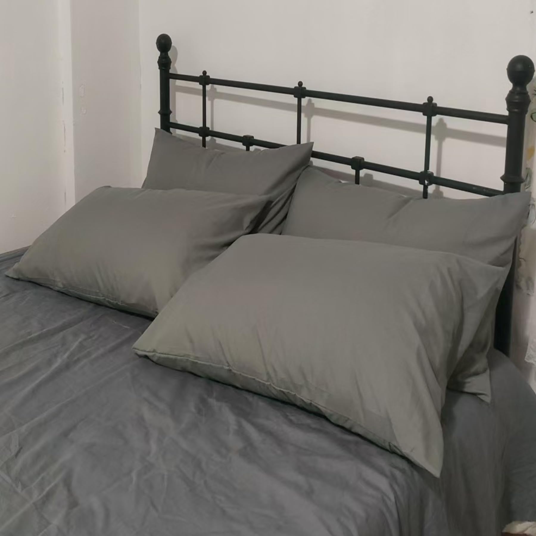 Premium King Pillowcases 4 Pack - Grey King - Ultra Soft 1800 Thread Count Microfiber- Double Brushed - Allergies Free - Wrinkle