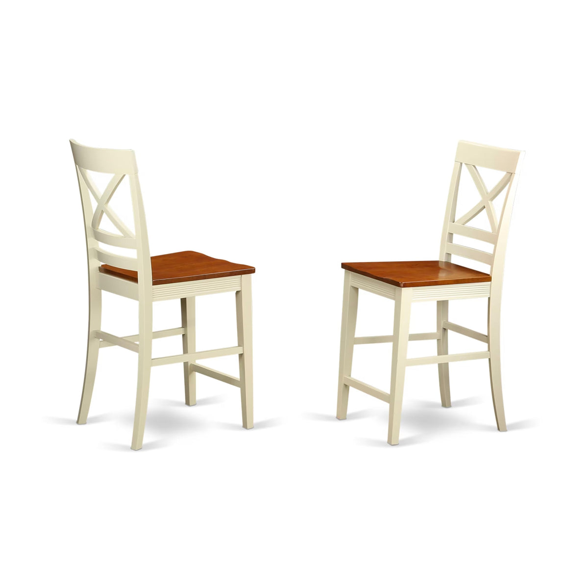 East West Furniture AVQU5-WHI-W 5 Piece Kitchen Table & Chairs Set Includes an Oval Dining Room Table with Butterfly Leaf and 4 Solid Wood Seat Chairs, 42x60 Inch, Buttermilk & Cherry