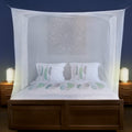 Mosquito Net For Single To King-Sized Beds - 2 Side Openings & 6 Hanging Loops - Decorative Rectangular Shape For Home & Travel