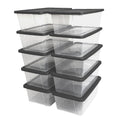 HOMZ 10 Pack Storage Bins, Clear Plastic Organizing Containers w/Gray Lids, 6 Quart